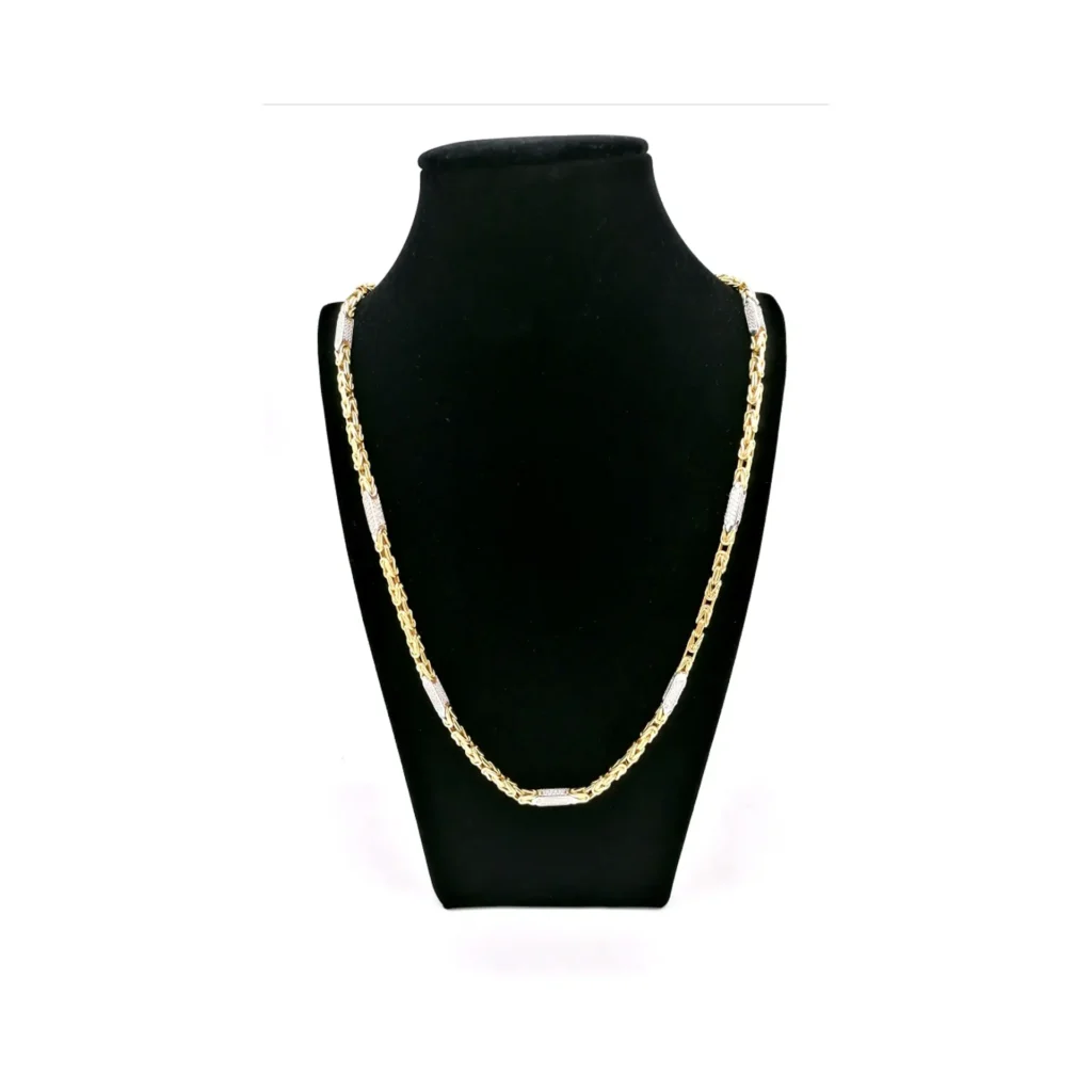 Königskette Bicolor 585 Gold Mit Zirkonia Steinen 14 K - Atli Gold - Premium Goldschmuck &Amp;Amp; Goldketten Online Kaufen